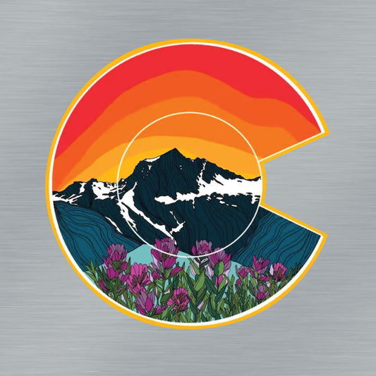 The "C" Mountain Sunset Sticker